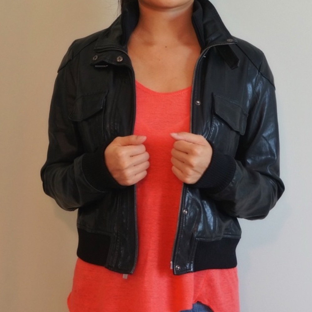 Women's Theory Karlin Rock Leather Bomber Jacket